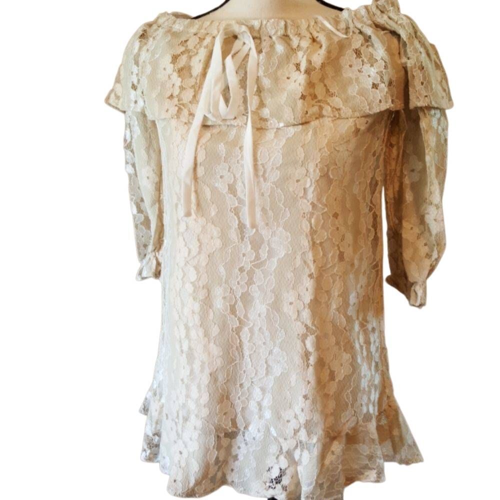 Boho Off-Shoulder  Lace Tunic XS